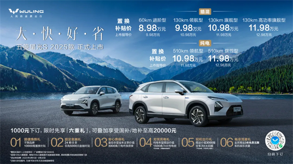 置换补贴价8.98万元起！五菱星光S 2025款正式上市，以「大快好省」打造全场景家庭出行体验！